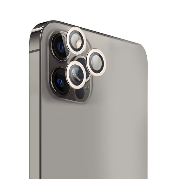 for Apple iPhone 12 Pro Max (6.7") Premium Camera Lens Protector Colored Edged Tempered Glass Circle Ring Rear Cover ,Xpm Camera Lens Protector [Gold]