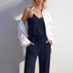 thumbnail image 3 of Pantalones Casuales para Mujeres de Verano sin Mangas Pantalones Largos Sudadera con Cuello en V Y Bolsillo, Sudaderas Casuales para Mujeres de Verano para Diario Y Fiesta, 3 of 7