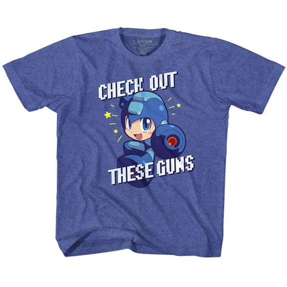 Mega Man Check It Out Vintage Royal Children's T-Shirt