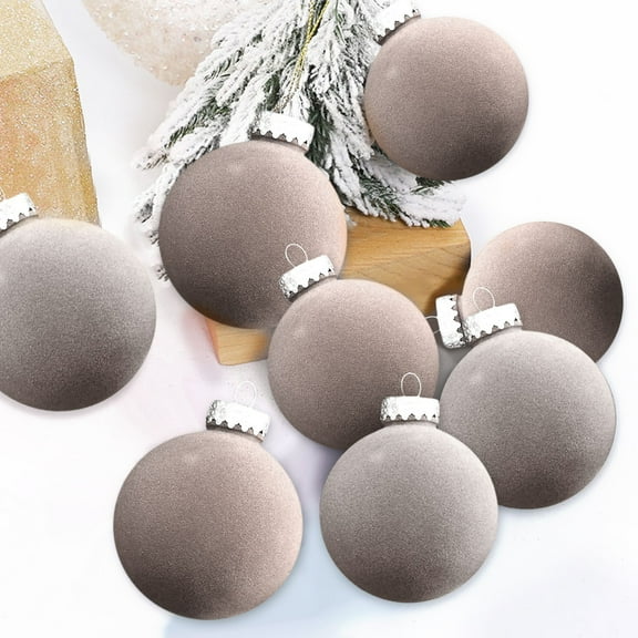 PEONAVET Velvet Christmas Balls 8 Pcs Flocked Christmas Tree Ball Ornaments Plastic Balls Xmas Decorative Hanging Ornaments Christmas Tree Decoration(Sky Blue,3.14 inch)