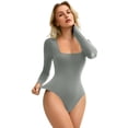 thumbnail image 2 of Body Avidlove para mujer, manga larga, cuello cuadrado, talla L, color gris, 2 of 6
