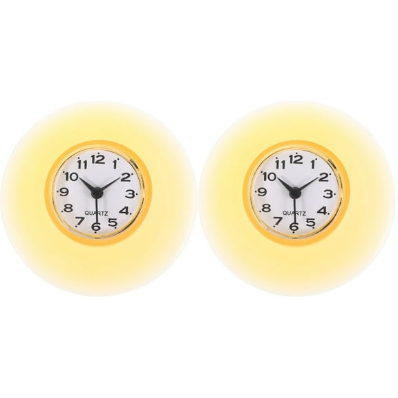 WEUVEB Weuveb Small Wall Clock Yellow Suction Cup Waterproof for Home 2Pcs
