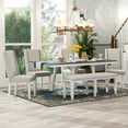 thumbnail image 2 of 6 Piece Extendable Dining Table Set, Atumon Wood Dining Room Set for 6, Dining Table Set with 4 Beige Cushioned Chairs and Bench, Farmhouse Dining Table Set Furniture for Kitchen Dining Room, Gray, 2 of 10