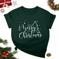 thumbnail image 2 of Jinhomg Christmas Tee Shirts for Women Funny Cute Letter Print Xmas T-Shirt Lightweight Comfy Short Sleeve Crew Neck Holiday Tops Daily Wear Green XL, 2 of 6