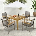 thumbnail image 4 of Gymax 5 PCS Patio Dining Set Acacia Wood Table w/ 1.9'' Umbrella Hole Wicker Armchairs, 4 of 10