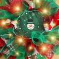 thumbnail image 5 of 15.8" Traditional Santa Claus Wreath, Christmas Mesh Outdoor Front Door Wreath, Red And Green Woven Ribbons, Wooden Plaque Flower Garland Wreath Hanging Decorations Christmas Holiday Ornaments, 5 of 9