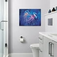 thumbnail image 2 of Nautical Jellyfish Bathroom Wall Art Fish Sea Life Pictures Wall Decor Blue Ocean Beach Jellyfish Pictures Canvas Prints Framed Modern Artwork for Bathroom Kitchen Bedroom Dining Room Office 16"x12", 2 of 6