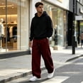 thumbnail image 7 of TQWQT Men's Loose Fit Sweatpants Drawstring Elastic Waist Casual Joggers Streetwear Oversized Wide Leg Pants With Pockets Solid Color Lounge Trousers Athletic Running Bottoms, 7 of 7
