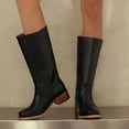 thumbnail image 5 of Women's Knee High Square Toe Block Heel Long Wide Riding Pull On Boots, 5 of 9