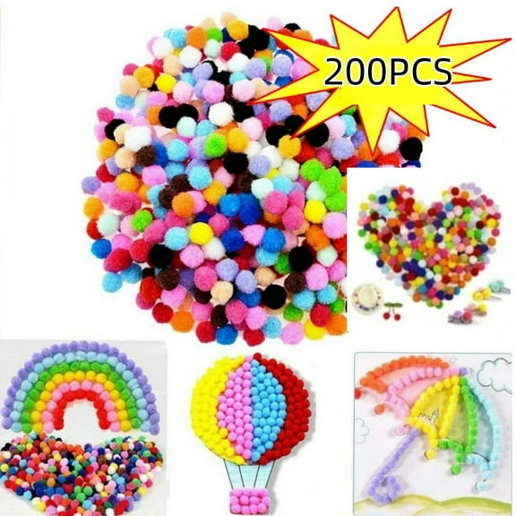2025-2026 New Caydo [200 Pack]1 Inch Pom Poms for Hobby Supplies and DIY Creative Crafts Gift