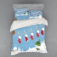 thumbnail image 2 of Ambesonne Christmas Bedding Set 3 Pcs, Socks Hanging Bird, Twin XL, White Blue, 2 of 3