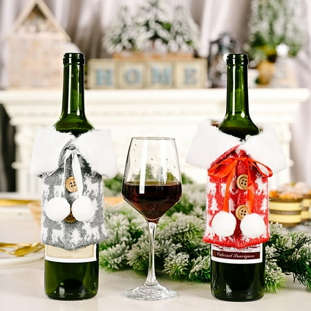 

Hadanceo Wine Bottle Covers Christmas Flavor Protective Nordic Style Christmas Wine Bottle Covers Bag Table Decorations