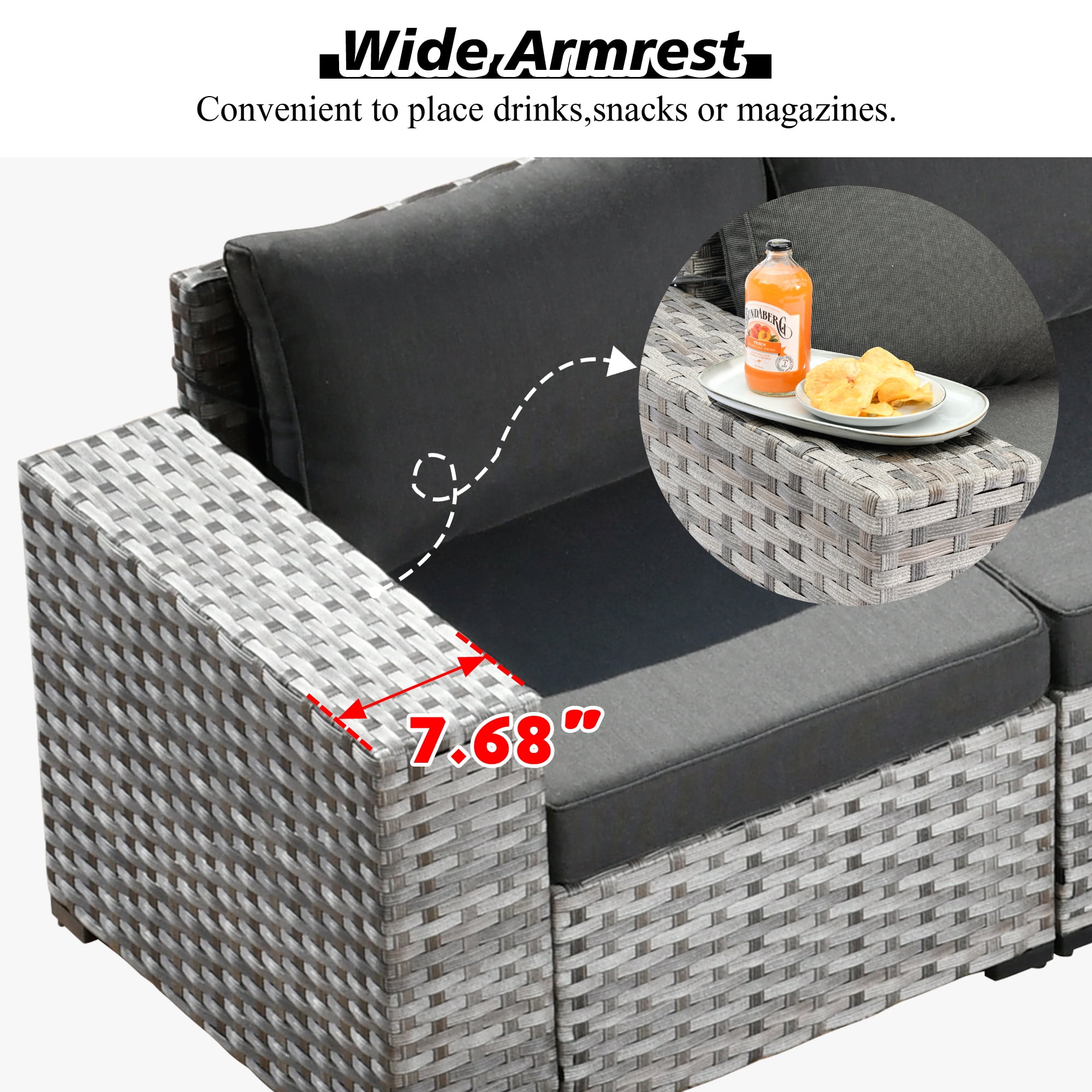 Ovios 12 Pieces Outdoor Furniture All Weather Wicker Patio Conversation Sectional Sofa Set with Side Table for Garden Backyard