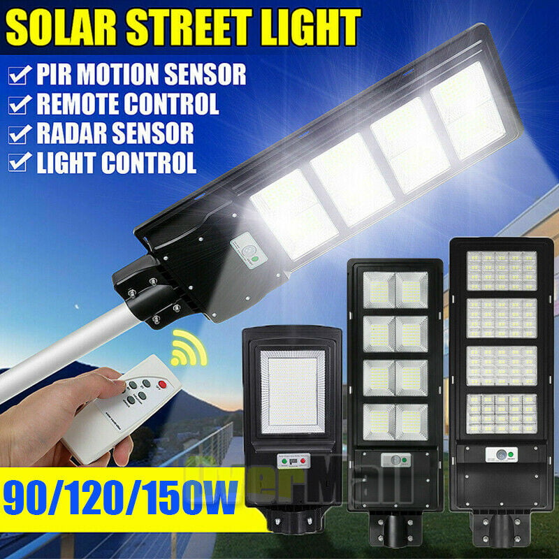 990000LM Commercial Solar Street Light IP67 Dusk to Dawn Street Lamp+Remote+Pole 