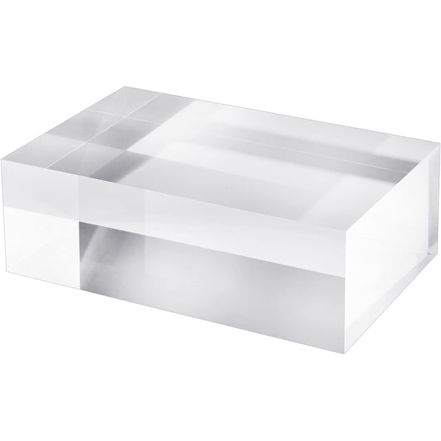 CiaoHER 2in Thickness Solid Acrylic Cube Display Block Clear Polished Pedestal Stand Riser Solid Base 2" x 4" x 6", 1 Pack