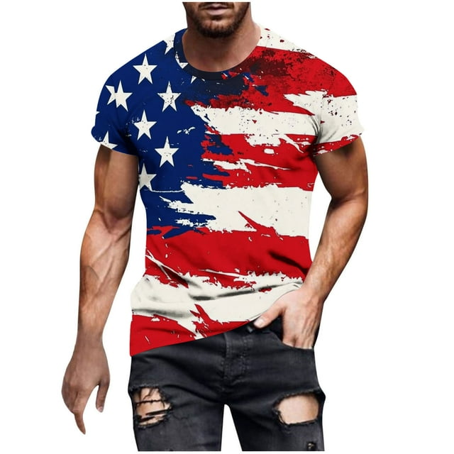 Mens Camisetas de Moda Casual Impresión Cuello Redondo Suéter Gimnasio Deportes Camiseta, Blusa de Manga Corta de Poliéster, Lavado de Manos