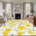 thumbnail image 2 of Area Rug 72×108in, Watercolor Yellow Blossom Flower Floor Carpet Living Room Rug, Garden Floral Plant on White Non-Slip Welcome Mat Indoor Rugs for Bedroom Dining Room, 2 of 9
