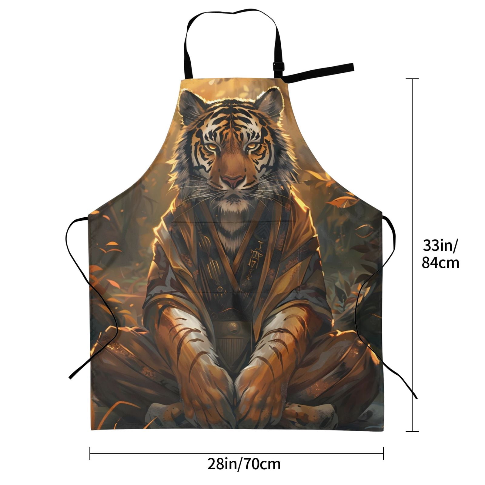 Kdxio Tiger In The Fallen Leaf Forest Apron with Pockets Adjustable Kitchen Aprons for Men Women Waterproof Aprons for Cooking,Drawing,Crafting, Baking Household Cleaning
