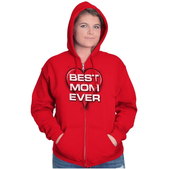 Best Mom Ever Cute Mother Day Present Womens Plus Size Graphic Zipper Hoodie Brisco Brands 2X