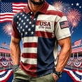 thumbnail image 2 of Mens Patriotic USA 250th Anniversary Short Sleeve Polo Shirts, American Flag Embroidery Vintage US Flag Print Casual Tops for Independence Day(,XL), 2 of 4