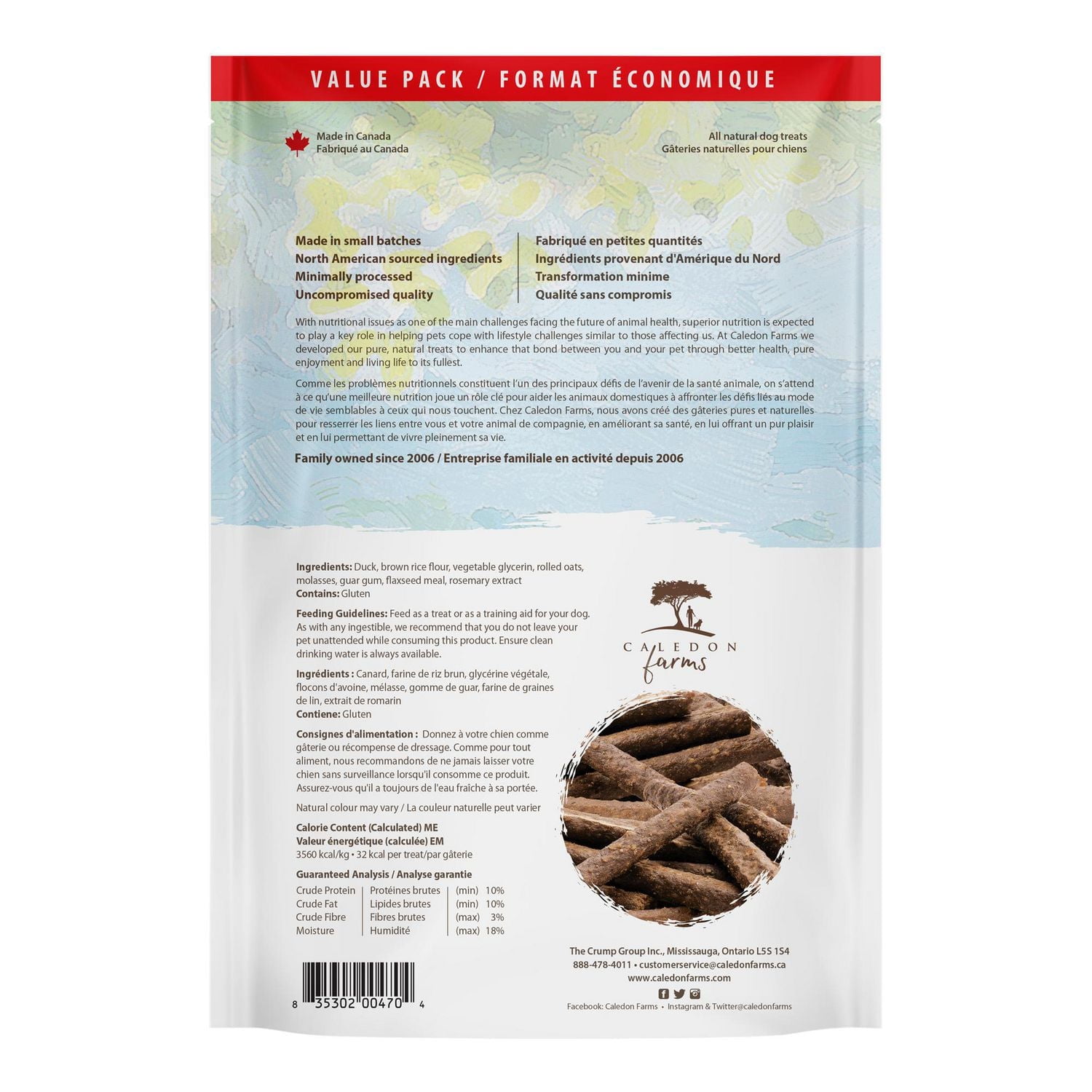 Caledon Farms all Natural Chewy Duck Sticks Value pack 680g, CF Chewy Duck Sticks Value Pack 680 Grams