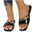 thumbnail image 7 of Black Ladies Versatile Stylish Sandals, Shiny Square Head Solid Color Summer Footwear, 7 of 7