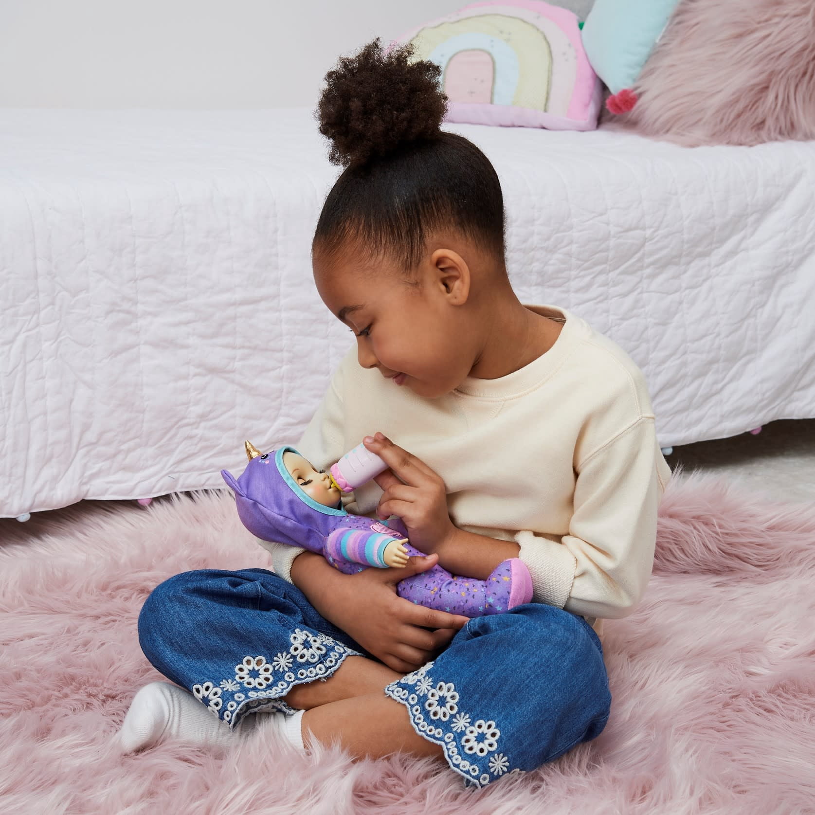 Luvzies by Luvabella, Unicorn Onesie 11-inch Cuddly Baby Doll