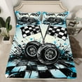 thumbnail image 2 of Feelyou Vintage Checkered Flag Twin Sheet Sets, Modern Sports Car Twin Fitted Sheet, Teen Boy Girl Kid Flat Sheet, Lightweight Room Decor, 3 Pieces, 2 of 7