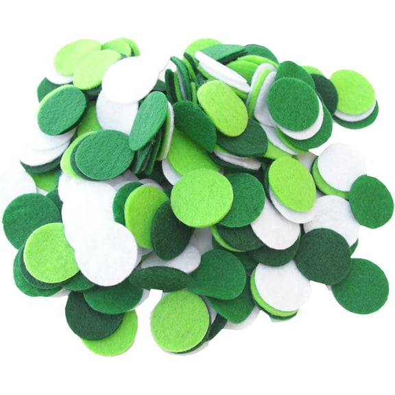 Playfully Ever After Green, Dark Green, Light Green & White Craft Felt Circles (5 Inch - 15pc)