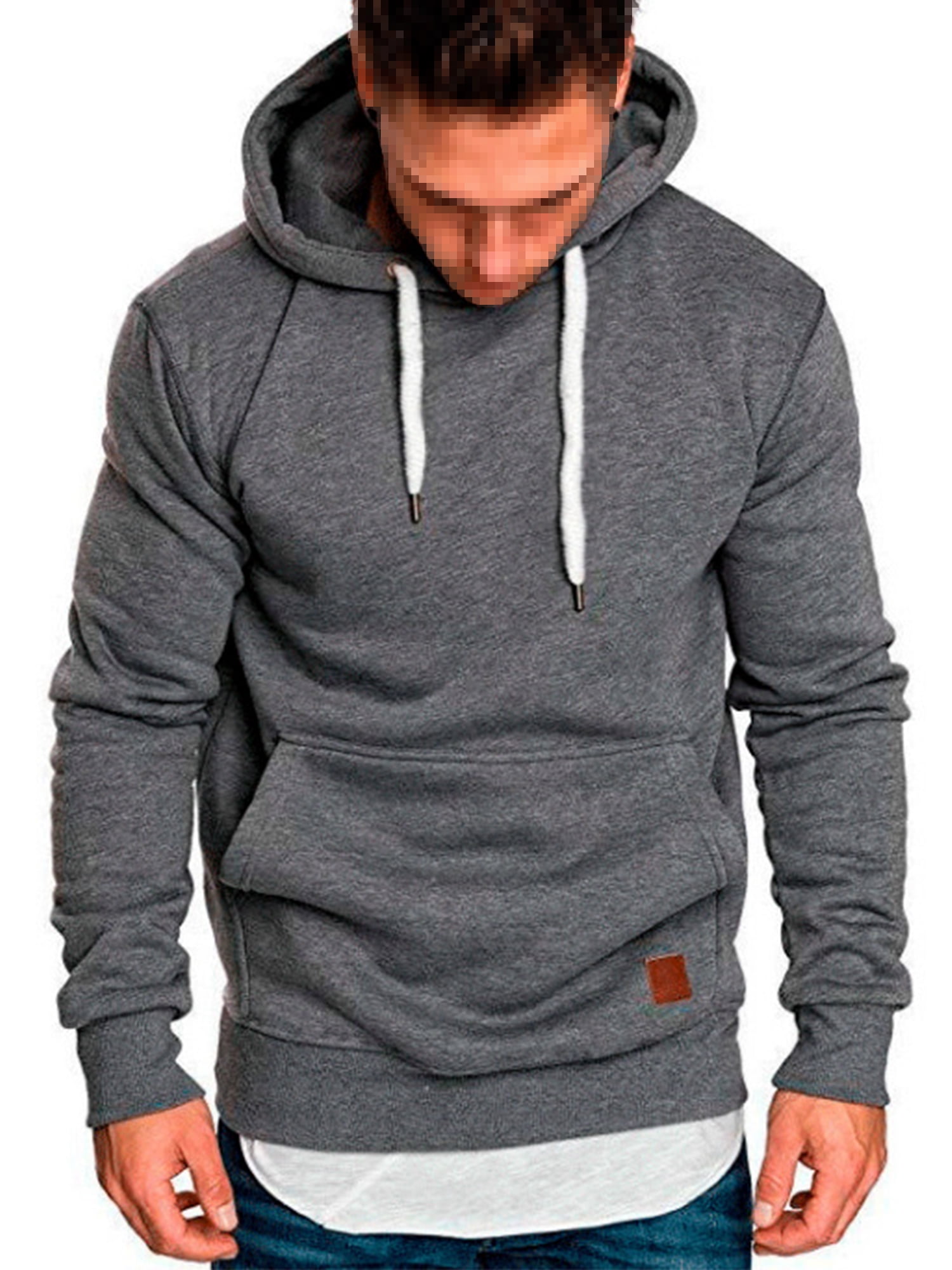 Hoodies for Men Pullover Lightweight Autumn Winter Solid Long Sleeve Drawstring Hoodies Casual Hooded Pullover Outwear 