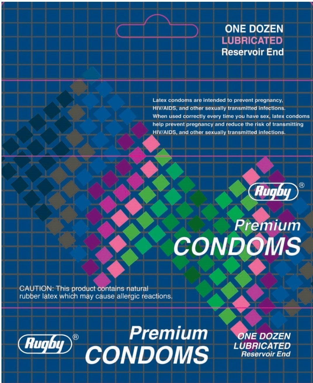 Rugby Premium Condoms Lubricated, Natural Rubber Latex, 12 ct, 14Pack