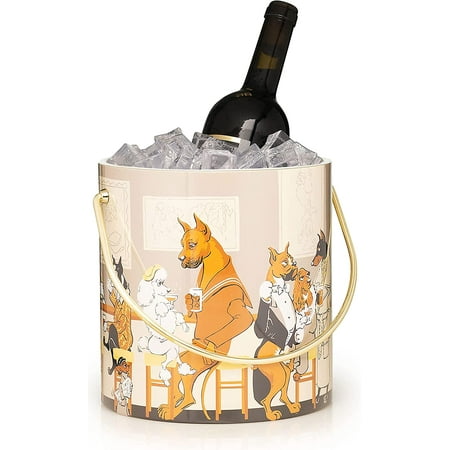 

Hand Made in USA Double Walled Bar Hounds 3-Quart Insulated Ice Bucket with Ice Tongs & Clear Lucite Lid (Depler Collection)
