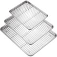 thumbnail image 1 of Baking Sheet with Rack Set (3 Pans + 3 Racks), Stainless Steel Baking Pan Cookie Sheet with Cooling Rack, Heavy Duty & Easy Clean，Stainless steel commercial baking tray, 1 of 5