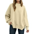 thumbnail image 2 of Pullover Sweaters for Women 2025 Long Sleeve Crewneck Oversized Side Slit Plain Knitted Sweater Tops Fall Winter Outfits, 2 of 6