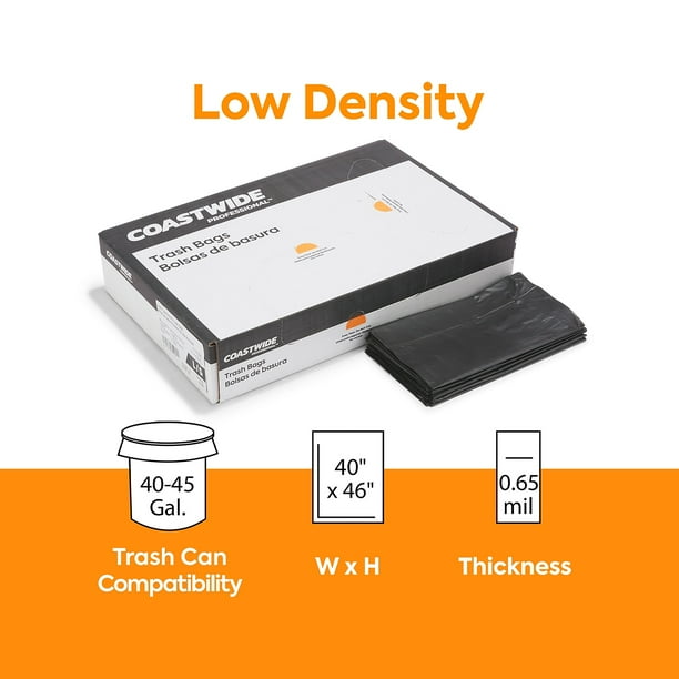Linear Low-Density Can Liners, 45 gal, 0.65 mil, 40 Linear Low-Density Can Liners, 45 gal, 0.65 mil, 40
