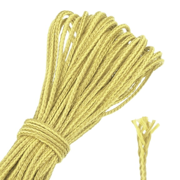 Uxcell 30Ft Braided Paracord Line, 300lb 1.5mm Diameter Multipurpose Utility Cord Rope Wind Chime String Kite Line Flame Resistant for Camping, Hot Air Balloon, Outdoor Survival, Yellow