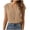 #0195-Khaki, variant on Henley Tops for Women Short Sleeve V Neck Button Front Casual Blouses Modern Minimalist Style Lightweight Breathable Relaxed-Fit Tops Gift