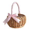 thumbnail image 2 of 1X Flower Basket Clearance! Wicker Basket Handle Woven Basket With Handle And Plastic Insert Easter Eggs Basket Flower Baskets for And Garden Decoration, 2 of 7