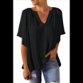 thumbnail image 1 of Blusas Elegantes e Informales para Mujer, -Verano 2025, Cuello en V, Corta, Blusas de Informales para Negocios. Negro XL, 1 of 8