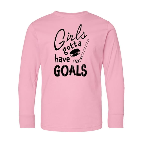 Inktastic Girls Gotta Have Goals Hockey Player Long Sleeve Youth T-Shirt
