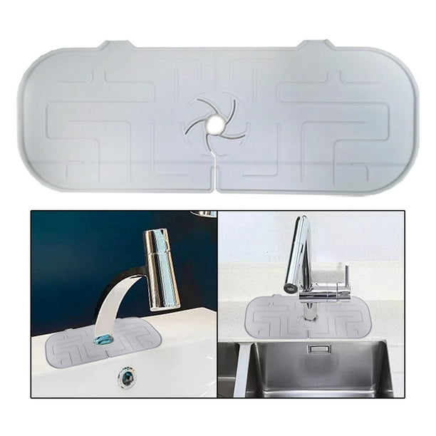 Alfombrilla de silicona para fregadero de cocina, almohadilla de secado de agua, almohadilla de drenaje para fregadero detrás , alfombrilla a Blanco Baoblaze colector de salpicaduras de grifo