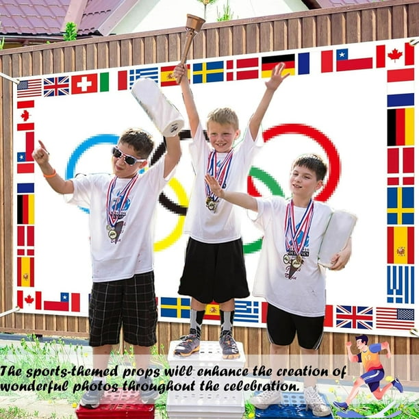 Bandera olimpica decoraciones olimpicas 1 pieza grande de decoracion olimpica para los Juegos Olimpicos 2024 anillos de mercancias bandera olimpica Walmart en linea