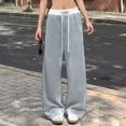 thumbnail image 4 of Hurxie Women's Camo Pants Wide Leg Baggy Sweatpants Elastic Waist Drawstring Loose Pants Trendy Y2K Drawstring Trousers Gray,2XL, 4 of 5