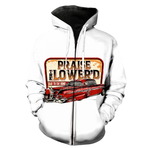 Sudadera con capucha y cremallera para hombre y adolescente, unisex, con estampado 3D de coches clásicos de dibujos animados, estilo Harajuku, hip hop, de manga larga, de gran tamaño, divertida