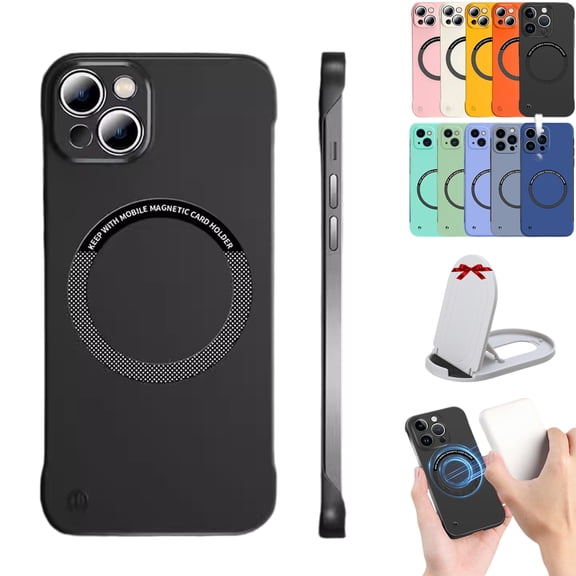 Ultra Thin Hard Pc Magnetic Frameless Phone Case for iPhone 17 Pro Max,Lightweight Slim Matte Solid Color Shockproof Cover (Black, for iPhone17Promax)