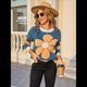 thumbnail image 5 of Suéter de Punto de Halloween para Mujer, Cuello Redondo, Estampado de Calabaza, Larga, Informal, Holgado, Top Corto Azul M, 5 of 10