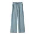 thumbnail image 1 of LOVZFMLL Pantalon pour Femme, Pantalon Droit Décontracté Plissé Texturé avec Poches Bleu, TP, 1 of 5