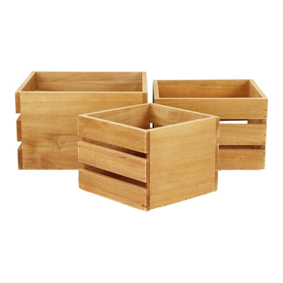 Cheungs Rustic Farmstead Wooden Crate Set, Brown