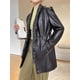 thumbnail image 4 of Chaqueta de piel auténtica con cordones para mujer, abrigo de piel de oveja de longitud media con diseño de patchwork y estampado de tendencia primavera-otoño 2024, 4 of 5