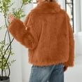 thumbnail image 4 of Stichou 2025 Winter Faux Fur Coats Women Fleece Cropped Jacket Long Sleeve Shaggy Warm Overcoat Lapel Open Front Outerwear Camel XL, 4 of 4